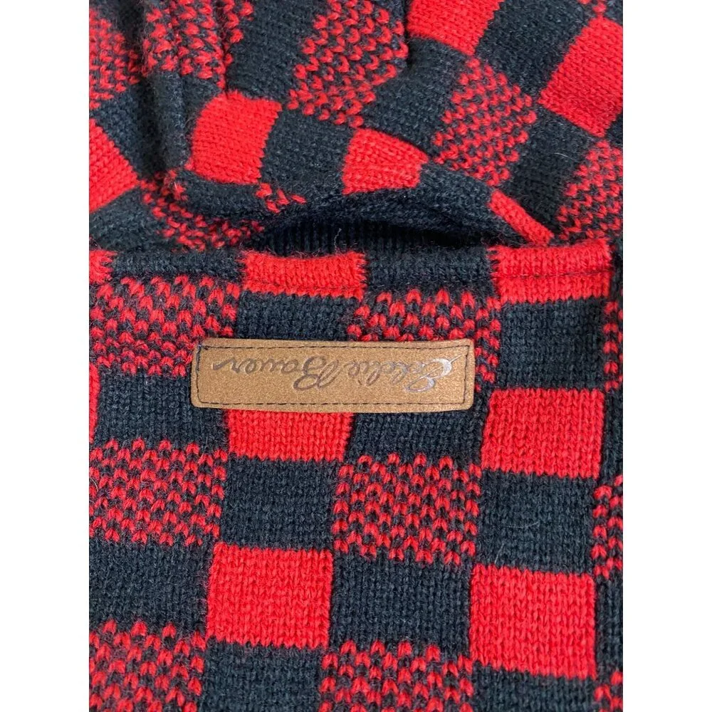 NEW Eddie Bauer Pet Red Black Buffalo‎ Plaid Dog Sweater Size Large Holiday
